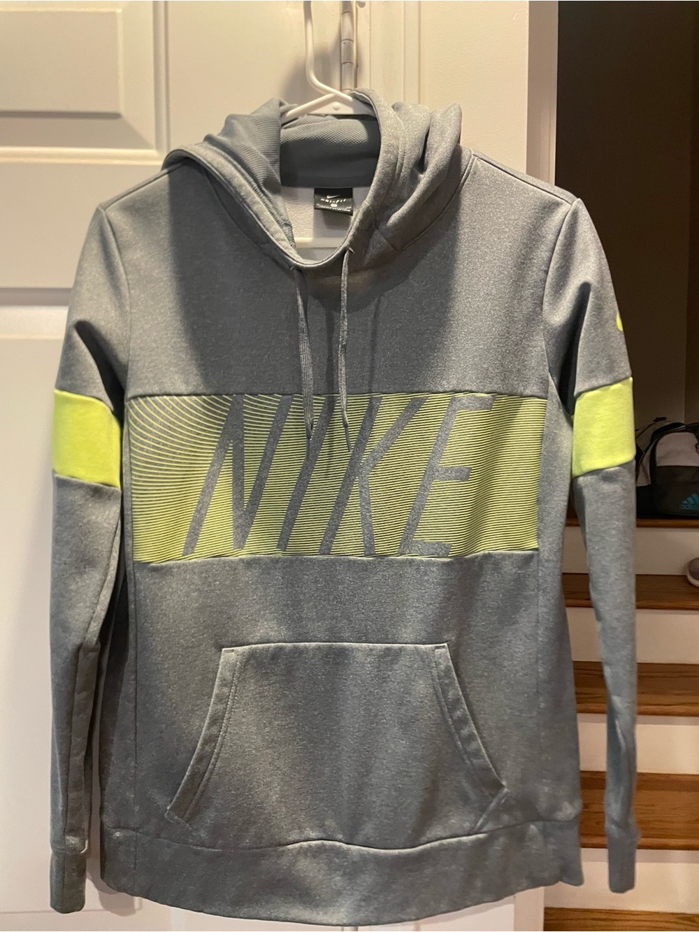 Nike Gray Hoodie with Yellow Accent Panel